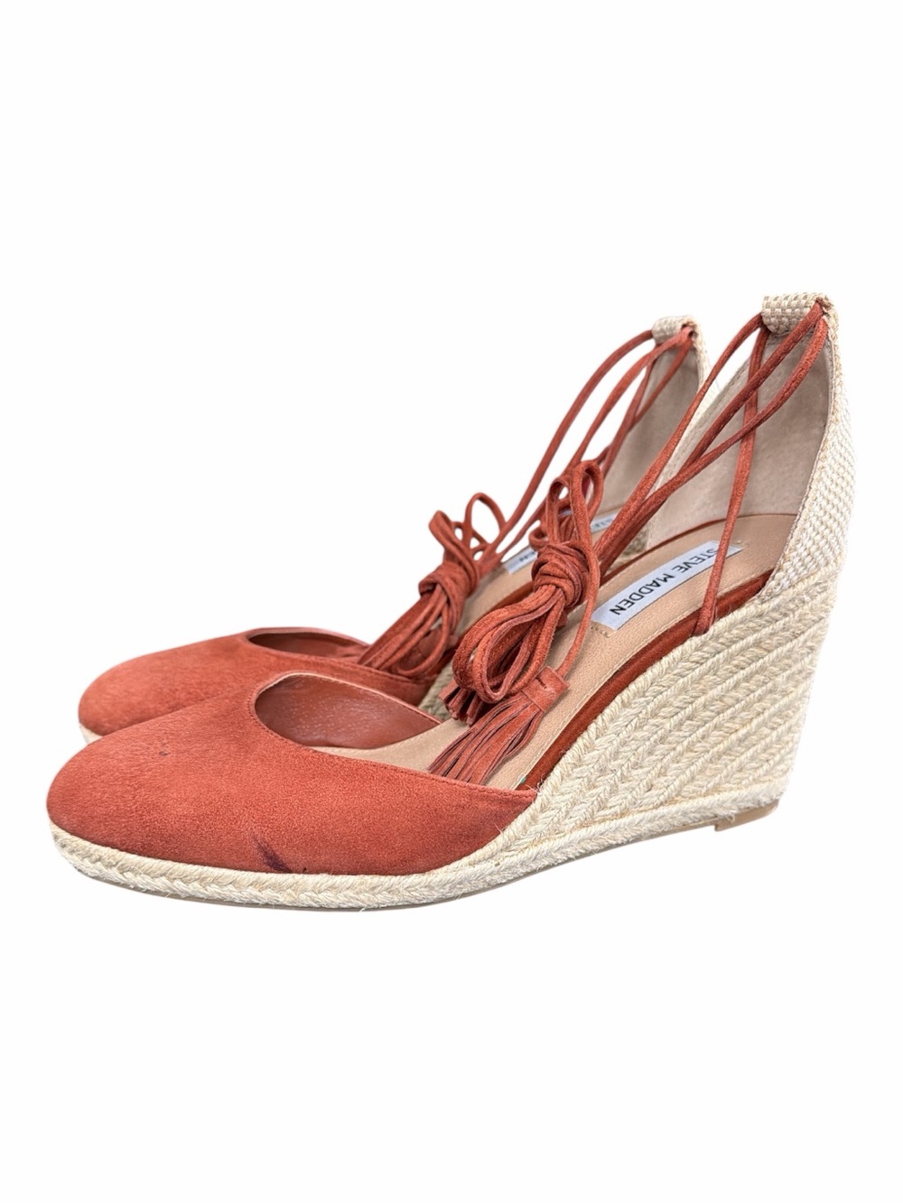 Steve Madden Bestow Coral Lace-Up Espadrille Wedge Heels Size 9.5 - Picture 7 of 12